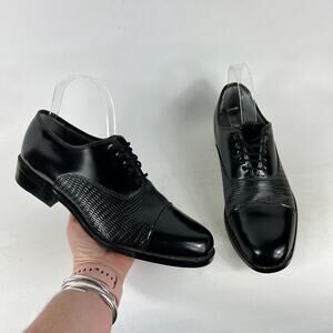 Stuart McGuire Neolite Dress Shoes Mens 9 Black Leather Embossed Classic Cap Toe